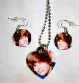 Justin Bieber Heart Necklace and Earrings - Pick Any Photo